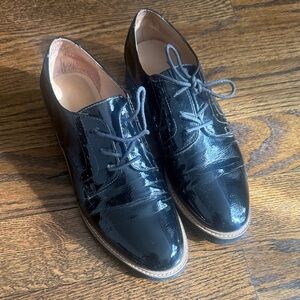 Franco Sarto Black Patent Leather Oxford Shoes Sz 8.5